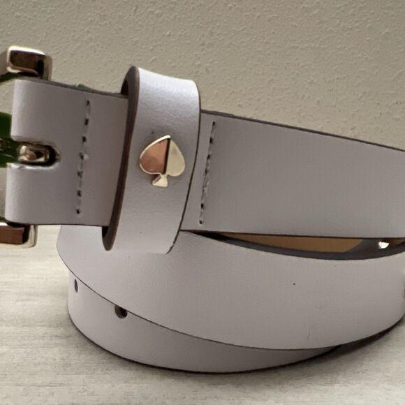 KATE SPADE Studded Belt Leather White Sz S Gold Hardware New - Picture 4 of 11